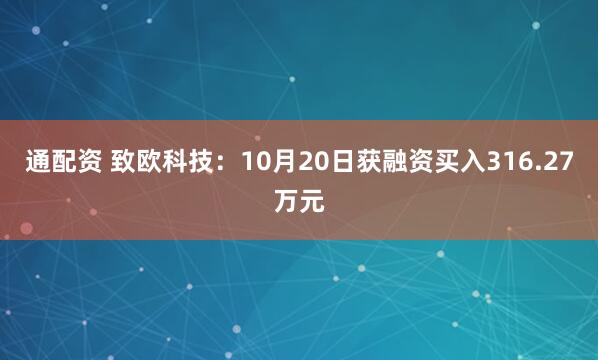 通配资 致欧科技:10月20日获融资买入316.27万元